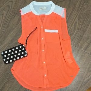 Hollister Neon Coral Sleeveless Top